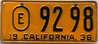 1936 exempt plate with E in oval, 92 98