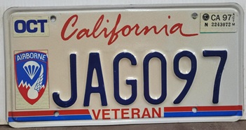 Veteran version 1 plate, Airborne, JAG097