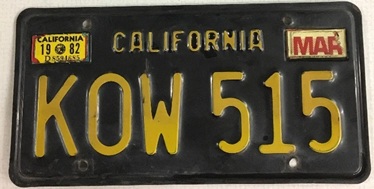 black passenger plate with oval O, KOW 515