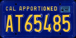 Blue apportioned plate for trailer, AT65485