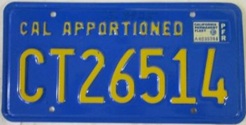 Blue apportioned plate for trailer, CT26514