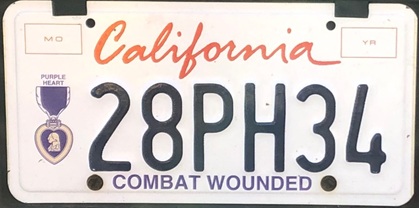 Purple Heart plate, 28PH34