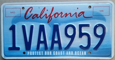Whale tail 1 pre-2004 plate, 1VAA959