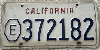 Exempt plate with E in octagon, 372182