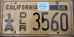 Yellow Dealer plate, 1A DLR 3560